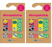 décopatch DP039C - Une Pochette de 4 Feuilles Dimensions : 30 x 40 cm - Papiers imprimé, Vert, Jaune - Mix & Patch - A partir de 5 Ans, DIY, création, rénovation, activité créative