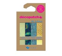 Décopatch DP041C - Une Pochette de 4 Feuilles Décopatch - Dimensions : 30 x 40 cm - Papiers imprimé, Paon d'or - Mix & Patch - A partir de 5 ans, DIY, création, rénovation, activité créative
