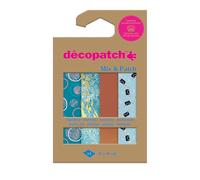 Décopatch DP042C - Une Pochette de 4 Feuilles Décopatch - Dimensions : 30 x 40 cm - Papiers imprimé, bleu de toi - Mix & Patch - A partir de 5 ans, DIY, création, rénovation, activité créative