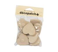 Décopatch EV024C - Un lot de 12 cœurs aimantés en papier brun mâché 5x5x1 cm