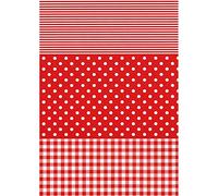 Décopatch FDA484O - Une pochette de 20 feuilles 30x40 cm - Vichy, pois, rayé Rouge