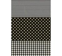 Décopatch FDA485O - Une pochette de 20 feuilles 30x40 cm - Vichy, pois, rayé Noir