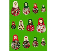 Décopatch FDA547O - Une pochette de 20 feuilles 30x40 cm Poupées russes sur fond vert