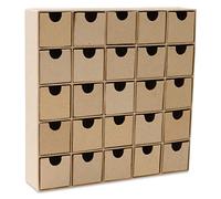 Décopatch HD018O - Une support en papier mâché brun 5x25x25 cm, Etagère de 25 tiroirs