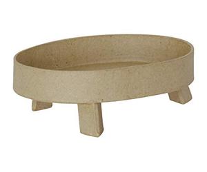 Décopatch HD064C - Un support en papier brun mâché 13x9x4 cm, Vide poche 3 pieds oval