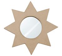 Décopatch HD081C - Un support en papier brun mâché 28x1x28cm, Miroir soleil avec crochet au dos