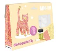décopatch Kit KIT012O – Mini-kit animal papier pulpé blanc, 2 feuilles, pinceau et vernis (CHAT)
