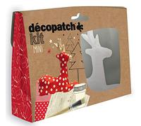 Décopatch Kit créatif KIT018O – papier pulpé blanc, 2 feuilles, pinceau, vernis-colle, renne