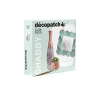 décopatch Kit KIT024C – cadre, cache-pot & vase papier pulpé brun, 4 feuilles, vernis colle SHABBY