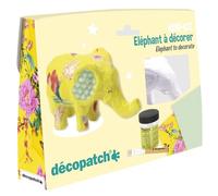 décopatch Mini-kit KIT029C – animal papier pulpé blanc, 2 feuilles, pinceau, vernis-colle – Éléphant