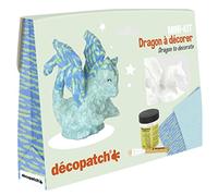 décopatch Kit KIT035C – Mini-kit avec animal pulpé blanc, 2 feuilles, pinceau, vernis colle – Dragon