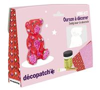 Décopatch KIT037C - Un Mini-kit comprenant un animal pulpé peint en blanc - 2 feuilles Décopatch - 1 pinceau - 1 pot de vernis colle, OURSON