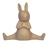décopatch Support en papier brun mâché LA021C – Lapin yoga 41 cm – 46x18x41 cm