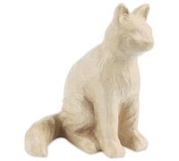 Décopatch Support en papier mâché LA027C – Chat 33 x 30 x 41 cm à décorer (kraft brun)