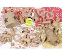DÉCOPATCH LOTCREA1C - Grand Pack Décorations de Noël - Kit Créatif Complet avec Père Noël, Animaux, Étoiles, Guirlande, Vernis Colle 180g, Pinceaux & Papiers pour Loisirs Créatifs Festifs