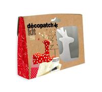 Décopatch Kit créatif KIT018O – papier pulpé blanc, 2 feuilles, pinceau, vernis-colle, renne