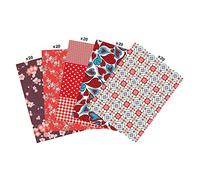Décopatch MP010C - Un maxi pack de 100 feuilles 30x40 cm motifs assortis (5 designs x 20 fles), Rouge
