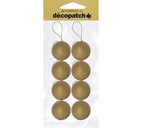 décopatch Supports en papier brun mâché NO007O – Lot de 8 boules 5x5x5 cm, cordon doré