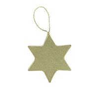 Décopatch NO025Opack - Un Lo de 10 supports en papier brun mâché 1x6,5x7,5 cm, Etoile plate à suspendre