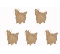 Décopatch NO045Cpack - Un Lot de 5 licornes boule à suspendre et à décorer en papier mâché brun - 11,5x6x11 cm