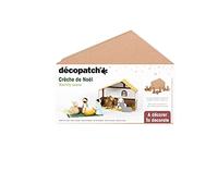 Décopatch NO053C - Crèche avec 7 Personnages en Papier mâché Brun à décorer - 8x25x20 cm