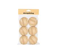 Décopatch NO064C - Un Lot de 6 support en papier Mâché brun, Boules torsadées à suspendre - diamètre 6,5 cm