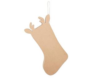 Décopatch NO069C - Un support en papier mâché brun - Une chaussette de Noël renne à suspendre - 5x26x36 cm