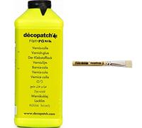 Décopatch PP600AO - Un pot de Vernis colle PaperPatch 600 ml & PC05O - Un pinceau pure soie n°5 longueur 9 cm - Largeur du pinceau 1 cm