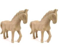 décopatch SA107O - Un Support en Papier Brun mâché 19x6,5x23 cm, Cheval (Lot de 2)