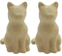 décopatch SA214C - Un Support en Papier Brun mâché 13x9,5x15 cm, Chat Assis (Lot de 2)