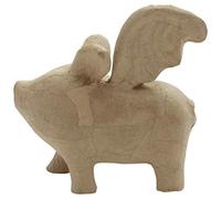 Décopatch Support en papier brun mâché SA218C - Cochon volant 15 x 9,5 x 15 cm - Unité