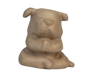 Décopatch SA222C - Un support en papier brun mâché 13,5x10,5x13,5 cm, Bulldog yoga