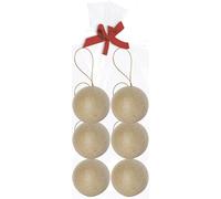 Décopatch NO006O - Un lot de 6 supports en papier brun mâché 6,5x6,5x6,5 cm, Boules avec cordon doré