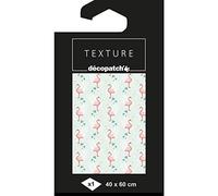Décopatch Papier texture TD783C - 1 feuille 40x60 cm flamant rose avec dorures