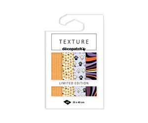 Décopatch TD873C - Halloween - Pochette 4 feuilles assorties de papier imprimé - Effet Foil - Dorure à Chaud - Effet métallisé - Customiser - Moderniser - DIY et Loisirs Créatifs - 30x40 cm