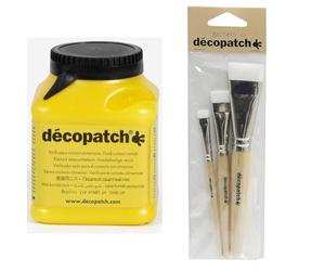 Décopatch VAAL180AC - Un pot de Vernis vitrificateur Contact alimentaire 180 ml, aspect satiné & Décopatch PACK3PCO - Un lot de 3 pinceaux en nylon (largeur : 1x1cm + 1x1,7 cm + 1x3 cm)