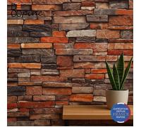 Decopine Papier Peint Effet Brique Rouge et Grise 0.53 x 10m