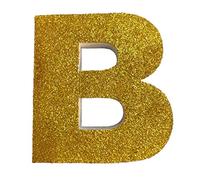 DecoPorex - Lettre B dorée à Paillettes en polystyrène de 20 cm pour décoration créative et Festive (B)