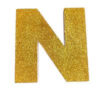 DecoPorex - Lettre N dorée à Paillettes en polystyrène 20 cm pour Personnalisation décorative (N)