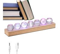 Decor - 31 x 5,8 x 5,7 cm LED avec base en bois | Veilleuse à 7 planètes en forme de boule de | Compagnon de méditation d'intérieur pour chambre à coucher, salon, salle d'étude
