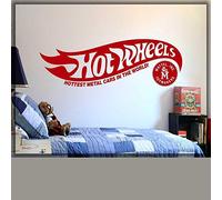 Décor à la Maison Art Wall Decor Hot et Wheel Original Applique Logo Chambre Chambre Décor Sticker Rouge 57x19cm