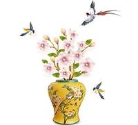 Décor autocollant des autocollants muraux pour le salon, fleurs américaines rétro 3D et autocollants muraux en vase, décoration murale du couloir auto-adhésif, autocollants de bricolage (couleur: