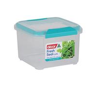 Décor Boîte de Conservation Alimentaire carrée 1,4 l - Idéal pour la préparation des Repas - sans BPA - Passe au Lave-Vaisselle, au congélateur et au Micro-Ondes - Transparent/Bleu Sarcelle