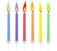 Decor-Cake | Bougies d'anniversaire - 6 pièces - Flammes colorées - Effet magique pour les gâteaux