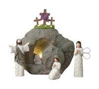 Décor chrétien de Pâques, Figurines de Petit Jésus, Tombe Vide, décor de scène de Pâques avec Croix pour Affichage Religieux, Plateau de Table pour la Maison et Le Bureau