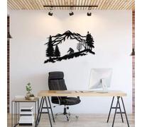 Décor D’Art Mural en Métal De Skieur, Sculptures Murales De La Nature, Panneaux De Silhouette Murale Noir, Amateur De Ski Extérieur Intérieur Décoration Intérieure, 23.6IN/60cm