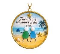 Décor D'amitié En Verre De Mer - Ornement En Acrylique Sur Le Thème Des Océans, Décoration D'arbre De Noël De L'amitié, Cadeau Pendentif En Verre De Mer Pour Les Amis, La Famille Ou Les Couples,