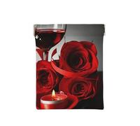 Décor d'amoureux romantiques de Rose Rouge et de vin, Sac de Rangement pour Femmes, Portefeuille supérieur à Presser, Petit Porte-Monnaie, Pochette de Changement