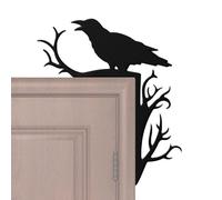 Décor d'angle de porte - Décoration d'Halloween en bois 20 x 17,4 cm, support adhésif, accent de cadre de porte noir | Ornement d'horreur festif pour fête à domicile, décoration de célébration saisonn