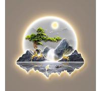 Décor d'art Mural LED, Sculpture Murale Moderne de Paysage de Pin Accueillant, Décoration murale 3D avec Crochets métalliques, Sculpture Murales pour La Maison, Salon(Color N,110cm)